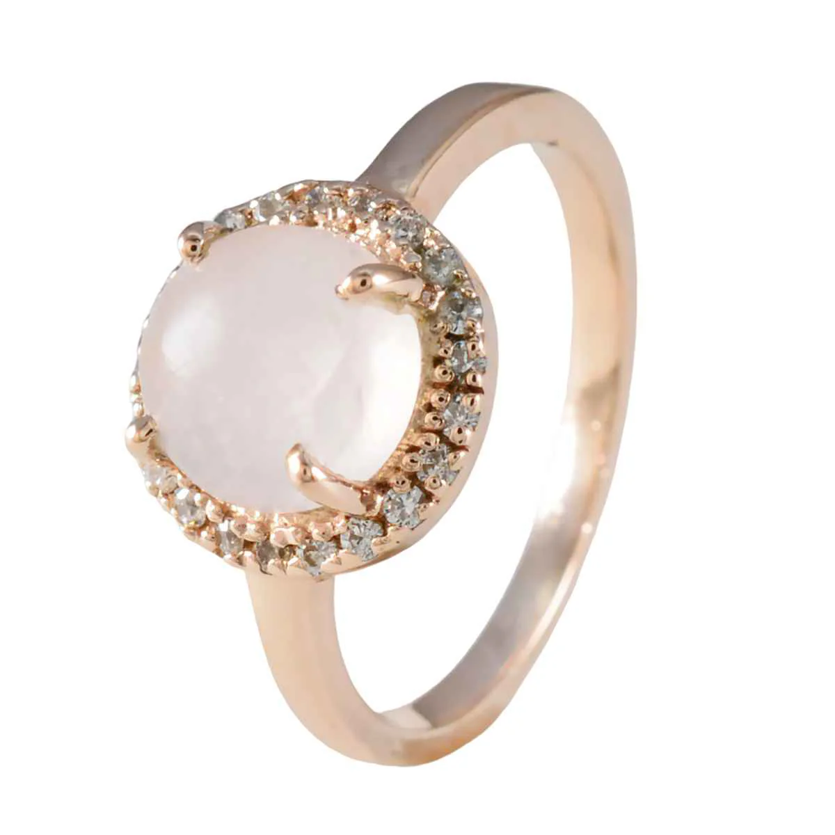 Rose Quartz Halo American 925 Sterling Silver Pink Gems Delicate Modern Ring Jewellery - Image 2