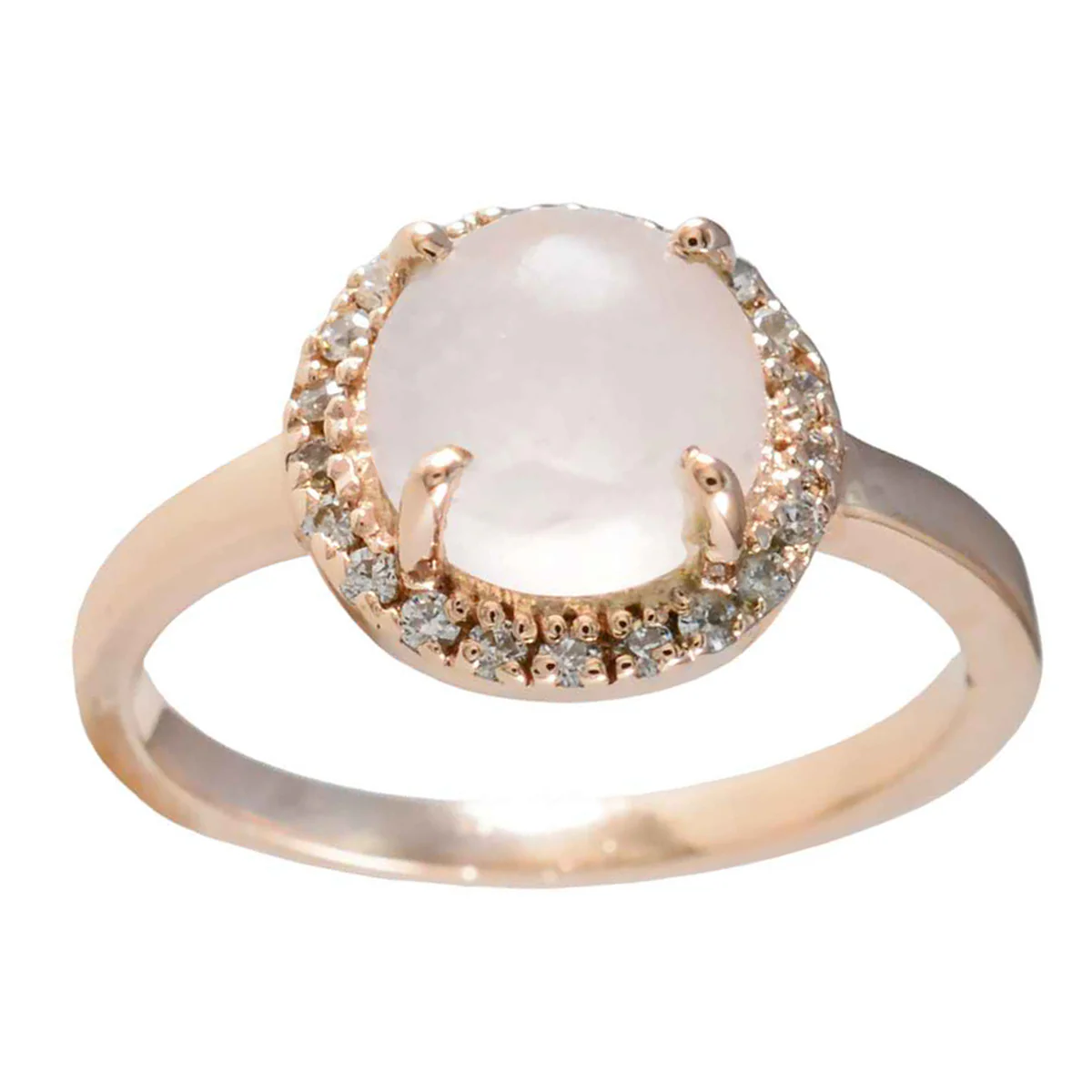 Rose Quartz Halo American 925 Sterling Silver Pink Gems Delicate Modern Ring Jewellery - Image 3