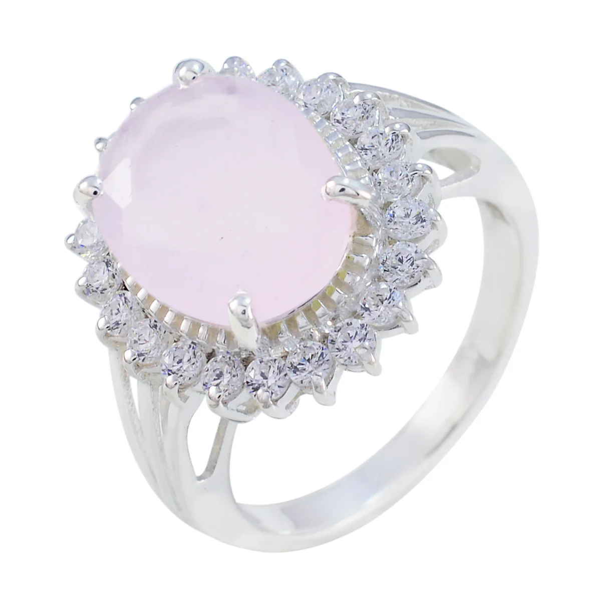 Rose Quartz Halo Moroccan 925 Silver Pink Gems Classic Signet Ring Jewellery - Image 2