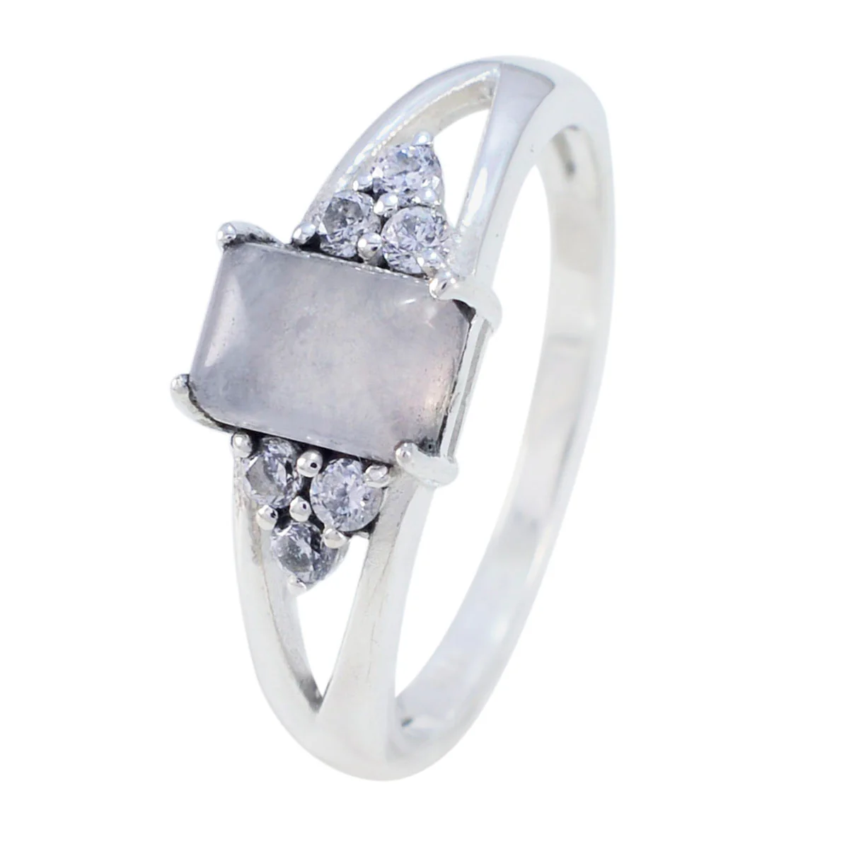 Rose Quartz Halo Turkish 925 Sterling Silver Pink Gems Dainty Romantic Ring Jewelry - Image 2