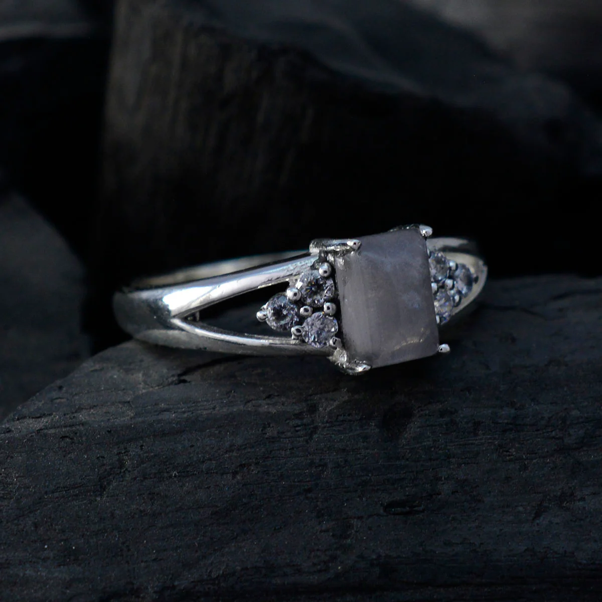 Rose Quartz Halo Turkish 925 Sterling Silver Pink Gems Dainty Romantic Ring Jewelry - Image 4