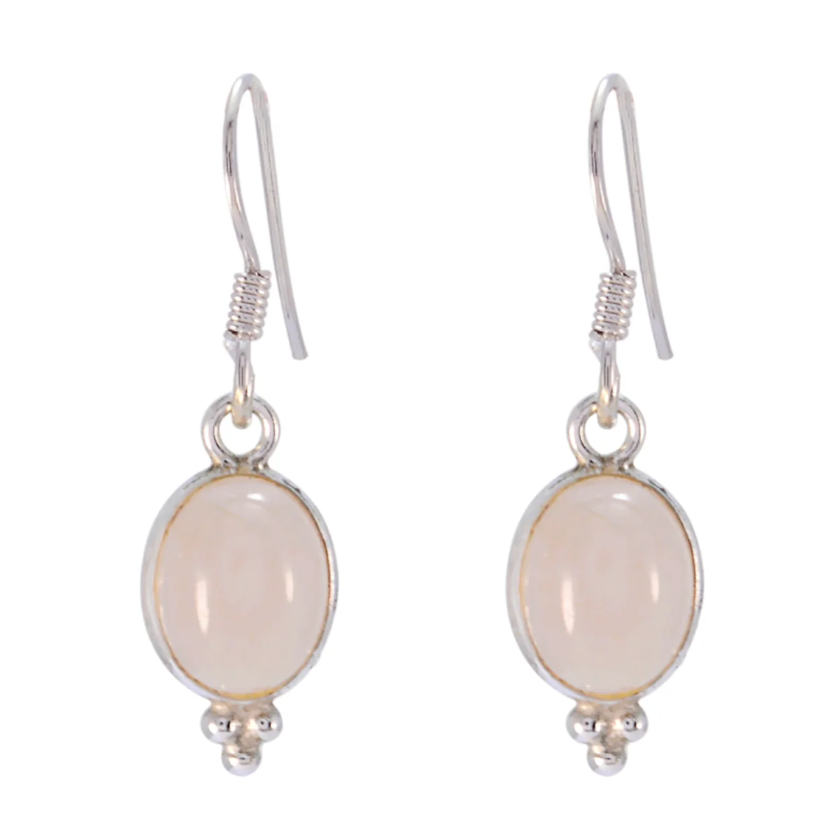 Rose Quartz Korean Alice multiple Dangle Pink 92.5 Silver Earring