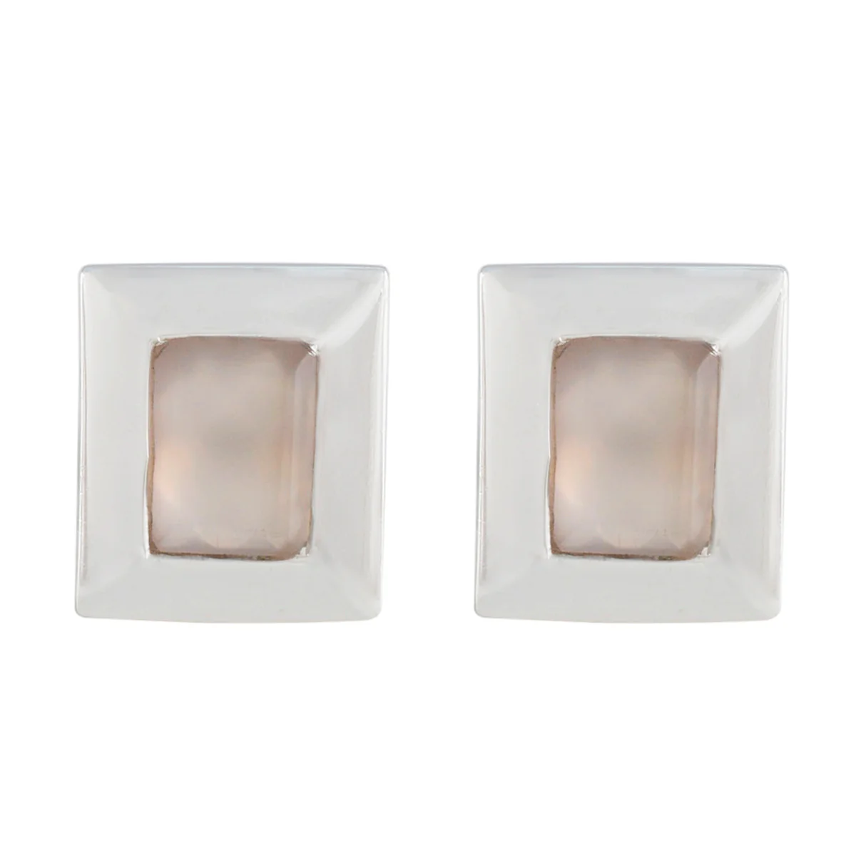 Rose Quartz Latin American Lorena Solitaire Stud Pink 925 Silver Earring