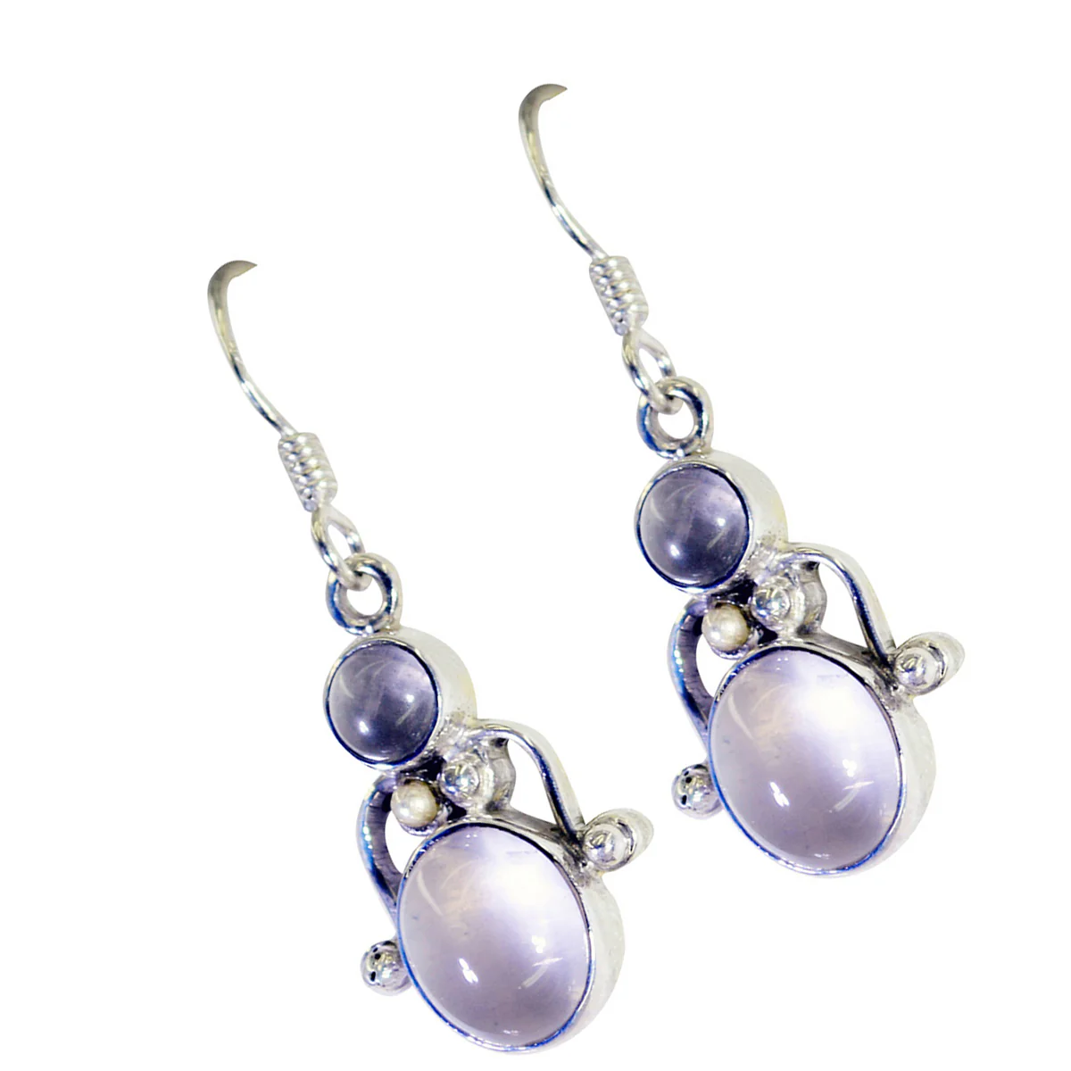 Rose Quartz Mexican Harper multiple Dangle Pink 925 Silver Earring - Image 2