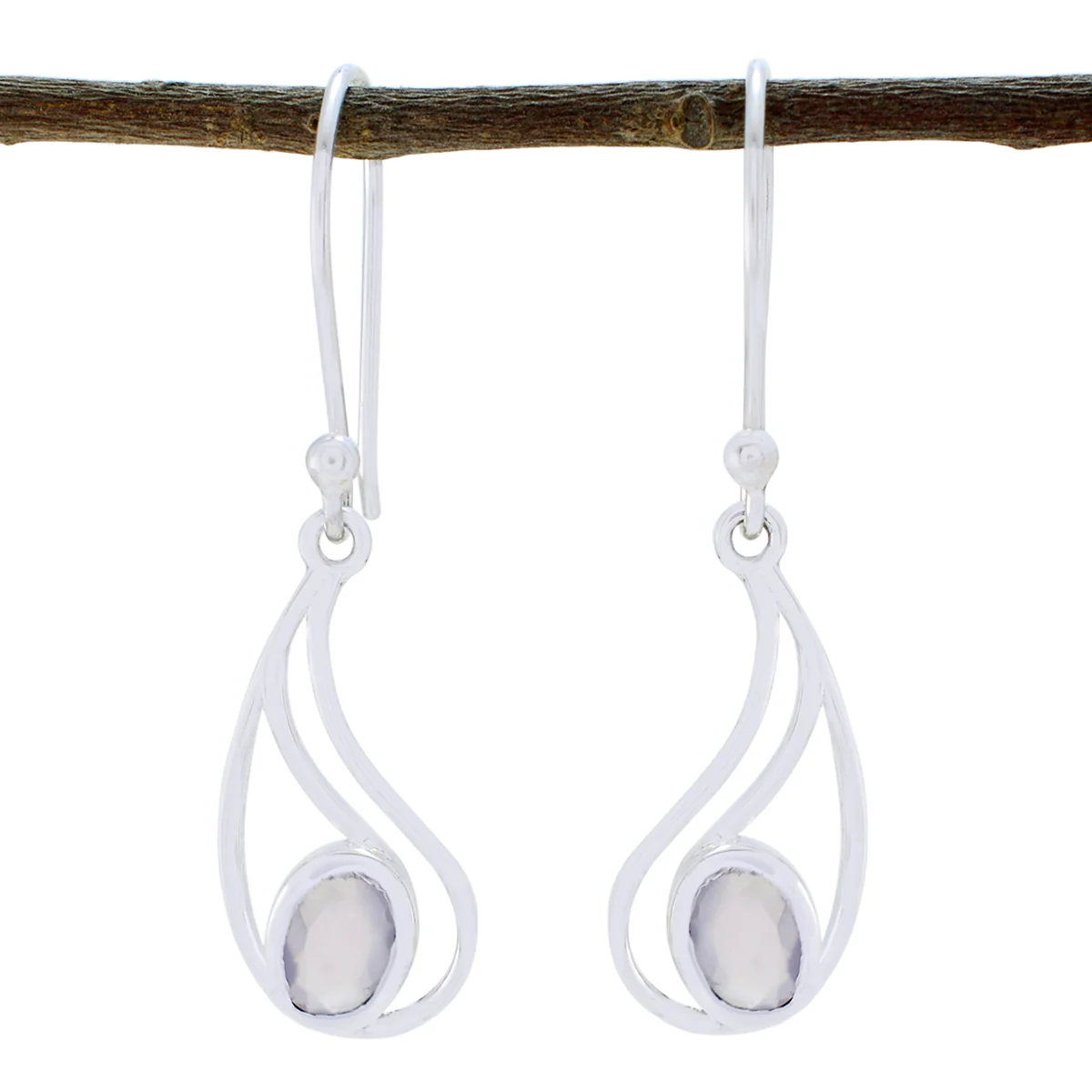 Rose Quartz Mexican Nova Solitaire Dangle Pink Sterling Silver Earring