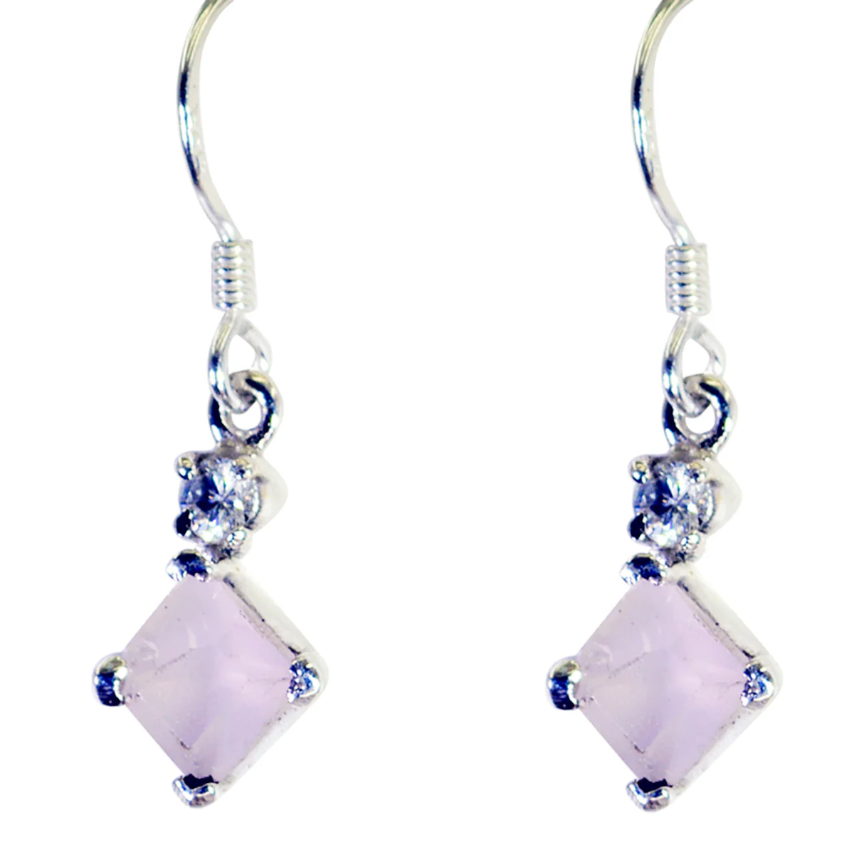Rose Quartz Mexican Yan multiple Dangle Pink Sterling Silver Earring