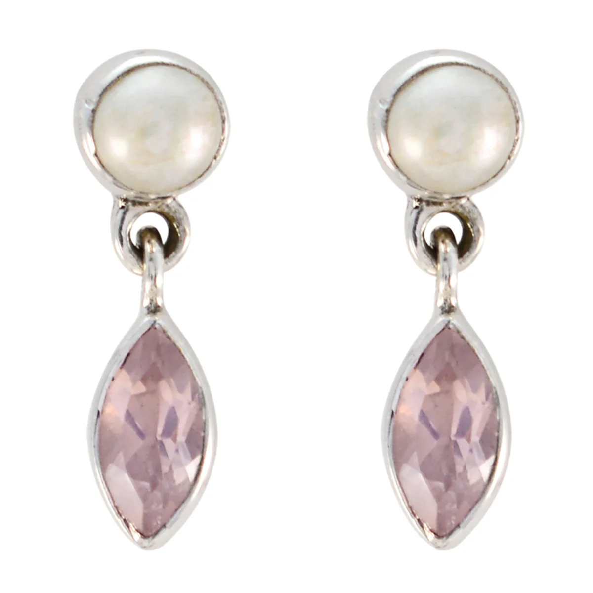 Rose Quartz Moroccan Marie multiple Stud Pink Silver Earring