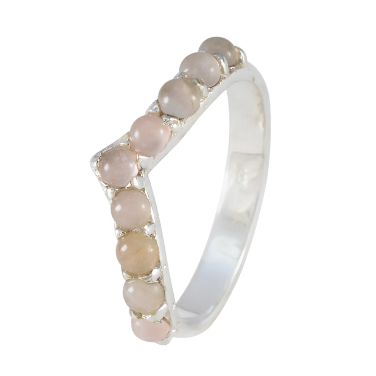 Rose Quartz multiple Japanese 925 Silver Pink Gemstones Dainty Fairytale Ring Jewelry - Image 2