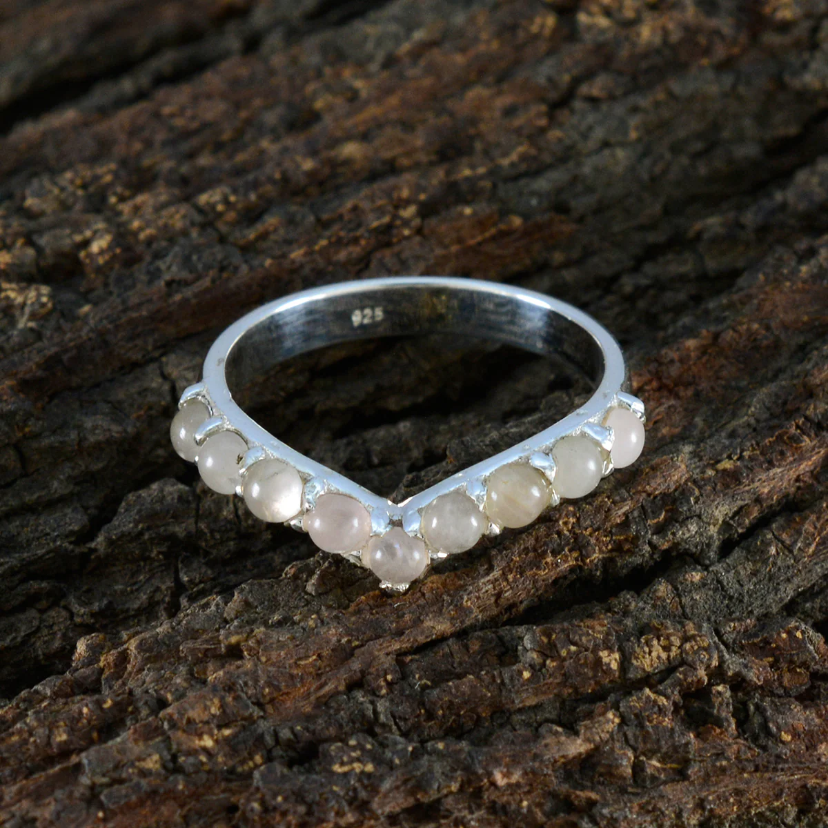 Rose Quartz multiple Japanese 925 Silver Pink Gemstones Dainty Fairytale Ring Jewelry - Image 3