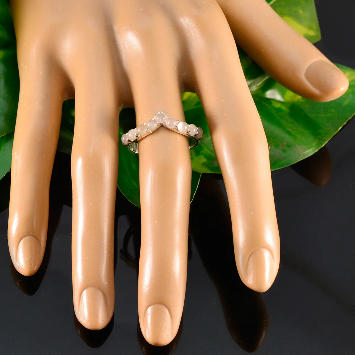 Rose Quartz multiple Japanese 925 Silver Pink Gemstones Dainty Fairytale Ring Jewelry - Image 5