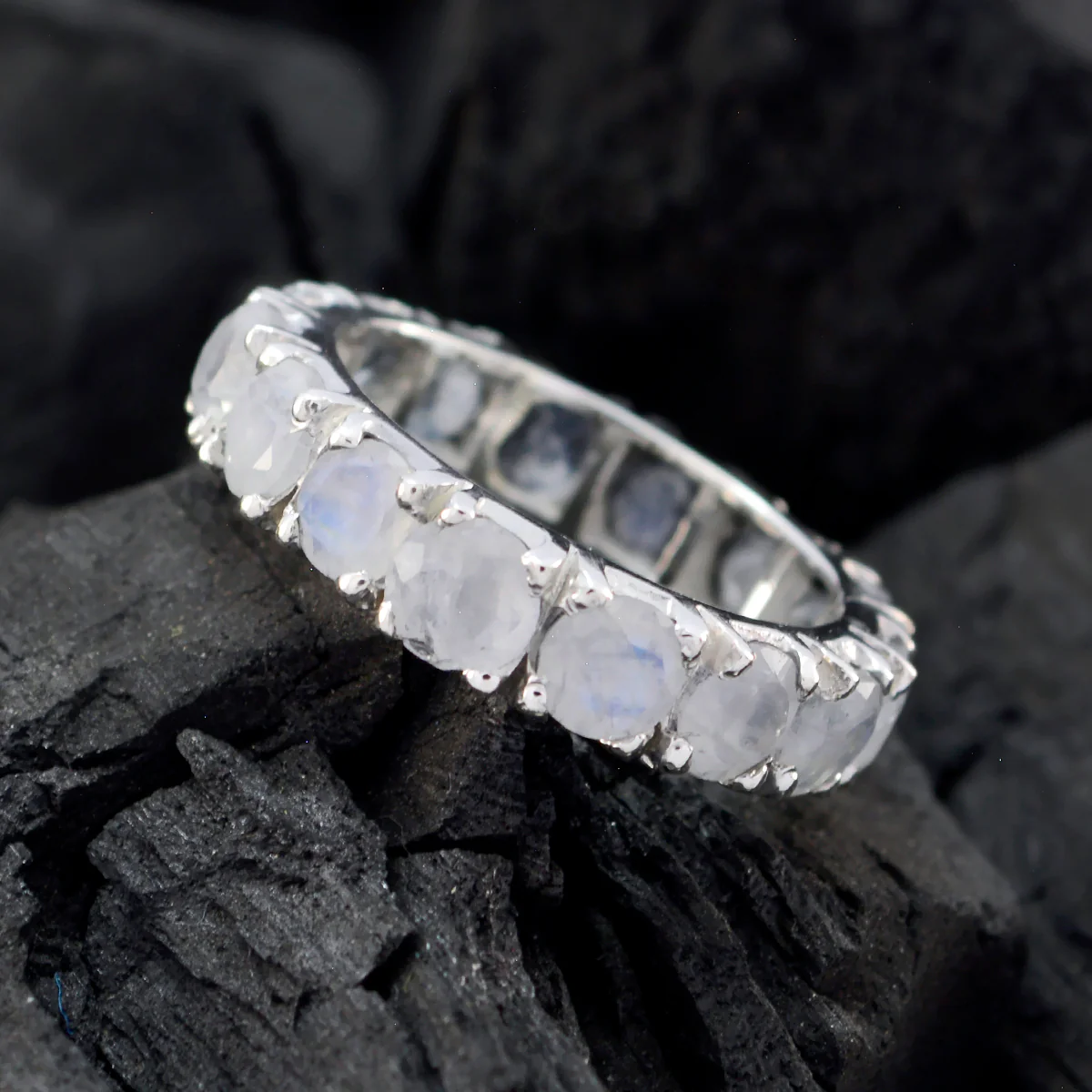 Rose Quartz multiple Japanese Silver Pink Gems Dainty Eternity Band Jewellery - Image 4