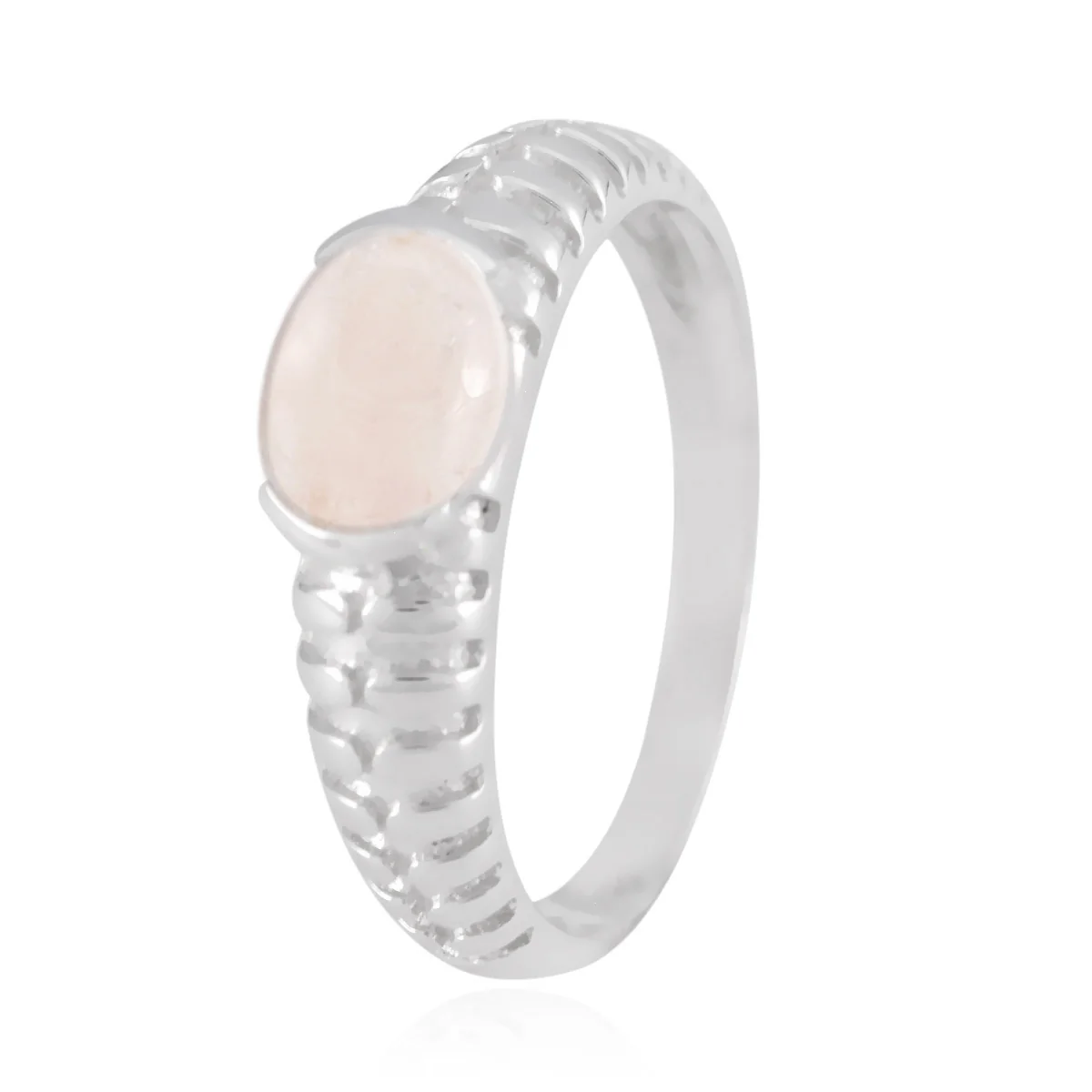 Rose Quartz Solitaire American Sterling Silver Pink Gemstones Whisper-thin Abstract Ring Jewelry - Image 2