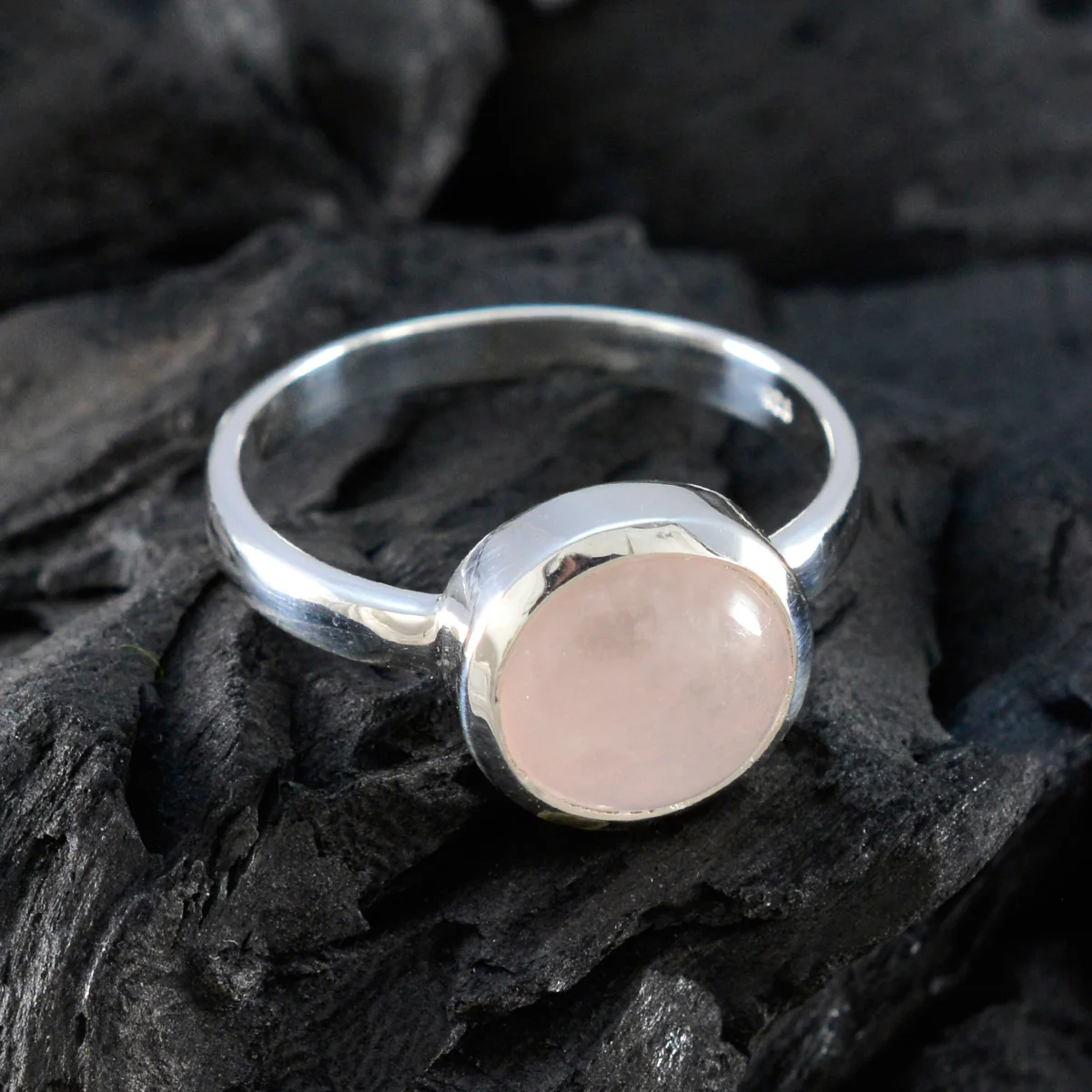 Rose Quartz Solitaire Egyptian Sterling Silver Pink Gems Slim Glamorous Ring Jewellery - Image 4