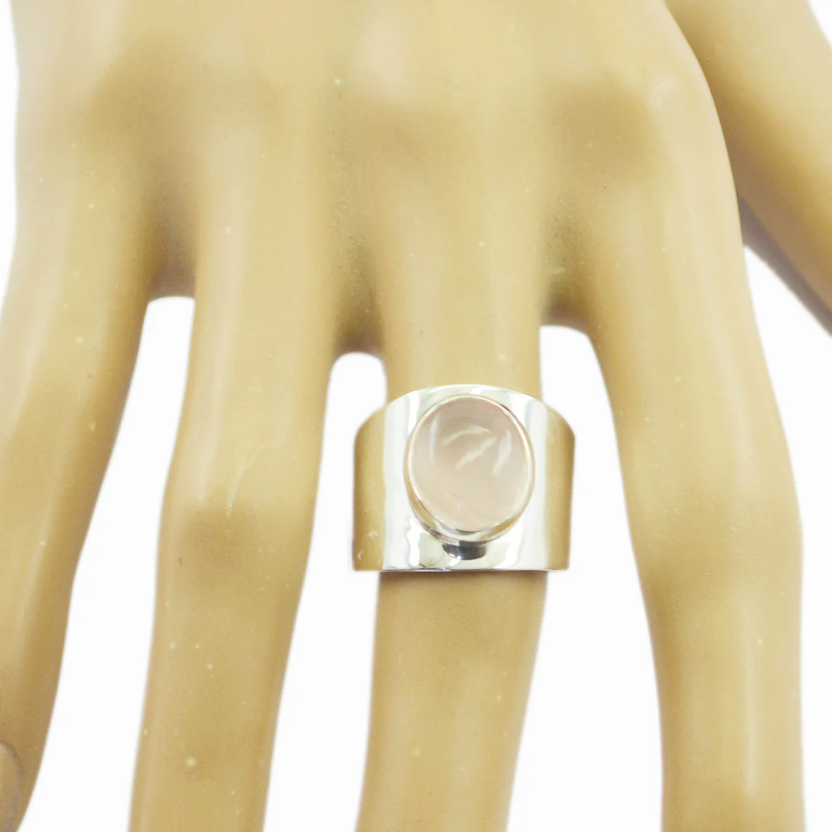 Rose Quartz Solitaire French 925 Sterling Silver Pink Gems Eye-catching Armor Ring Jewelry - Image 2