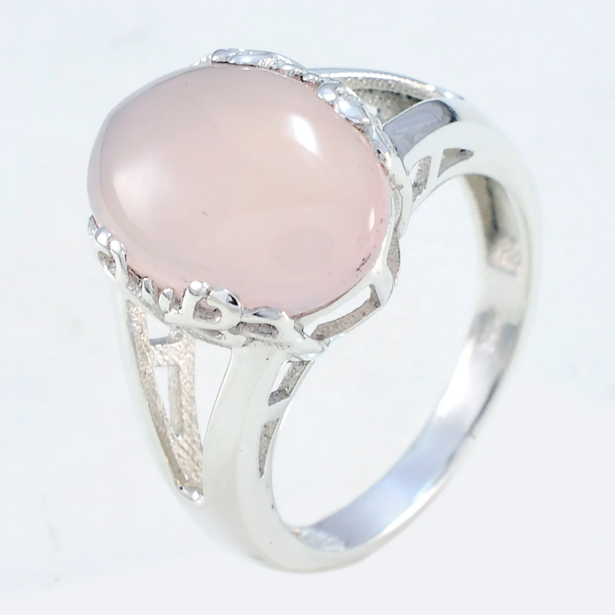 Rose Quartz Solitaire Indian 92.5 Silver Pink Gemstone Minimal Trendy Ring Jewelry - Image 2
