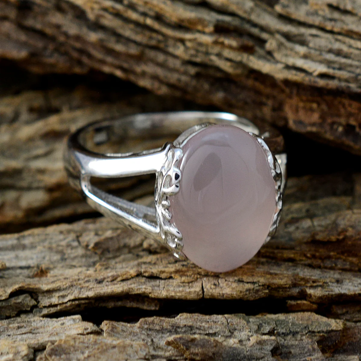 Rose Quartz Solitaire Indian 92.5 Silver Pink Gemstone Minimal Trendy Ring Jewelry - Image 3