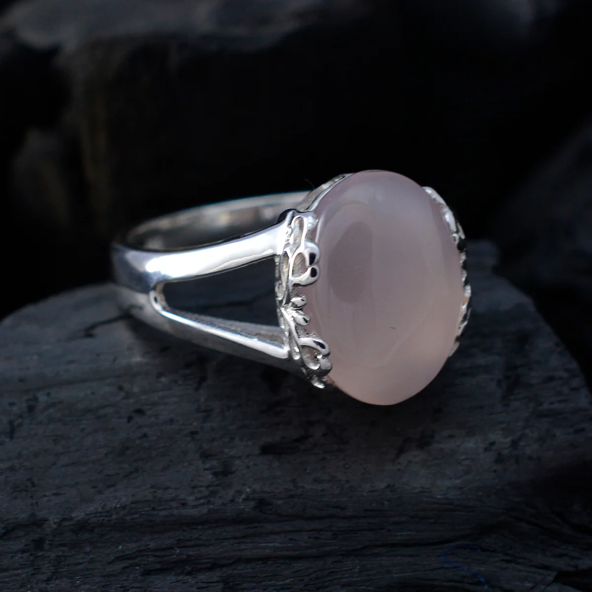 Rose Quartz Solitaire Indian 92.5 Silver Pink Gemstone Minimal Trendy Ring Jewelry - Image 4