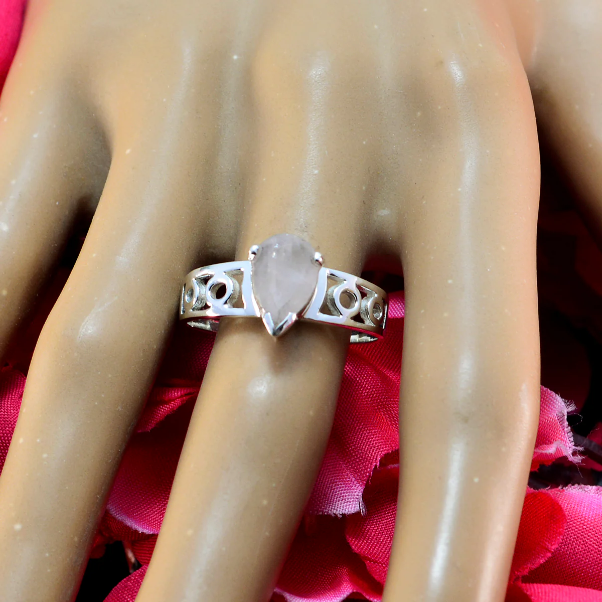 Rose Quartz Solitaire Indian 925 Silver Pink Gemstone Featherlight Luxurious Ring Jewellery - Image 3