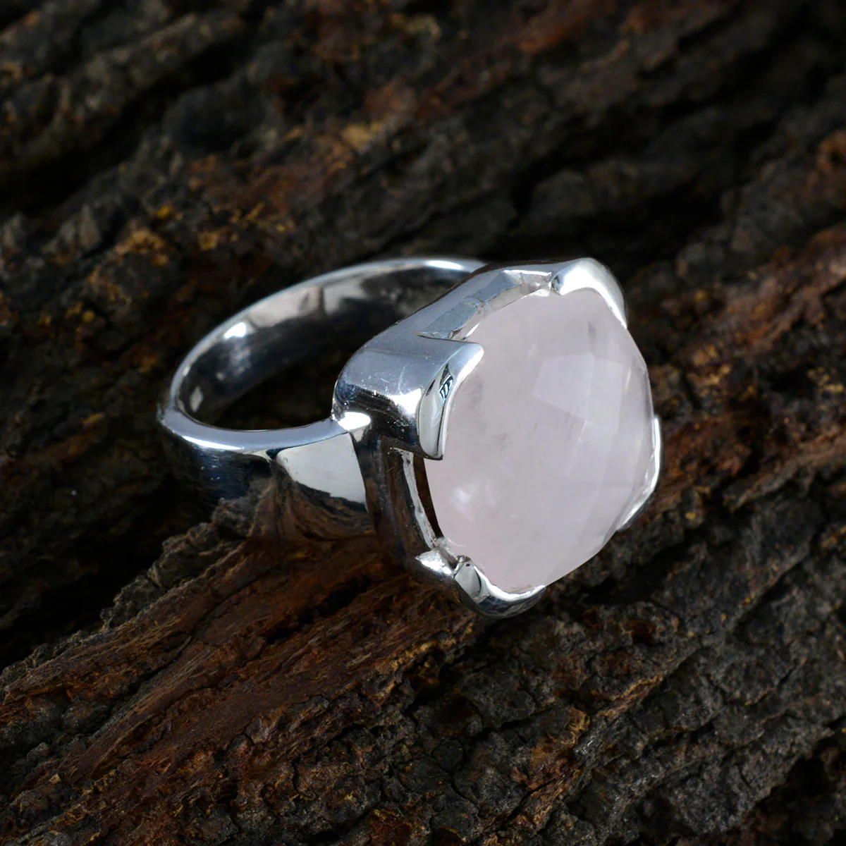 Rose Quartz Solitaire Italian Silver Pink Gemstone Statement Victorian Ring Jewelry - Image 4