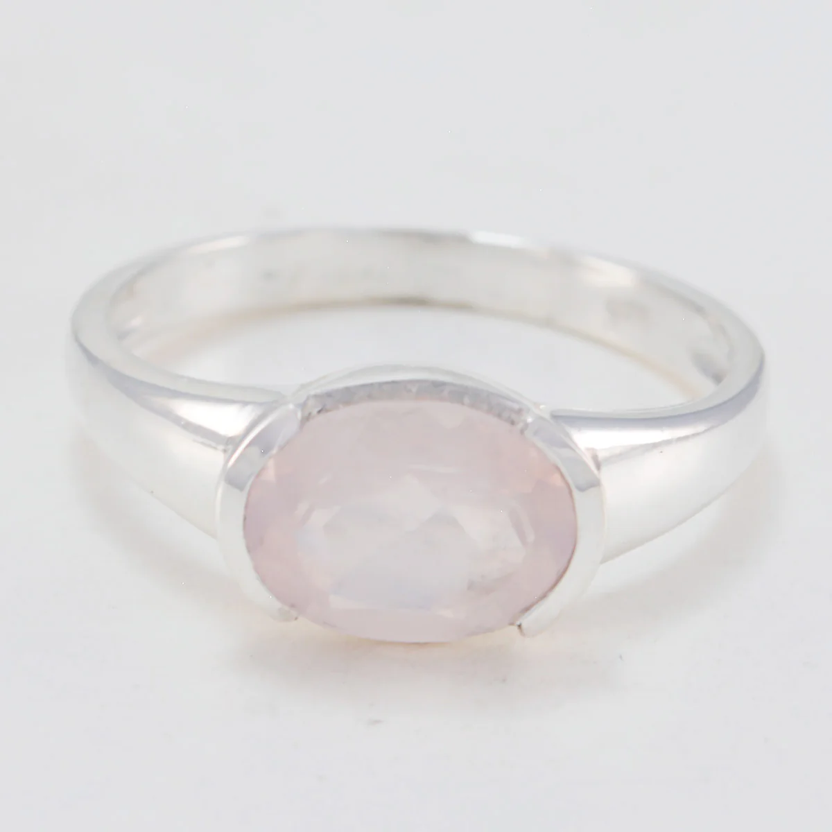 Rose Quartz Solitaire Korean 92.5 Silver Pink Gemstone Dainty Modern Ring Jewelry - Image 2