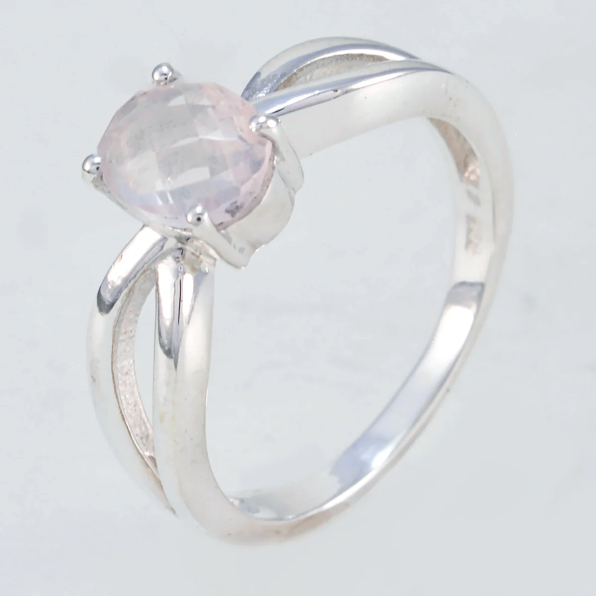 Rose Quartz Solitaire Korean 92.5 Silver Pink Gemstones Delicate Romantic Ring Jewellery - Image 2