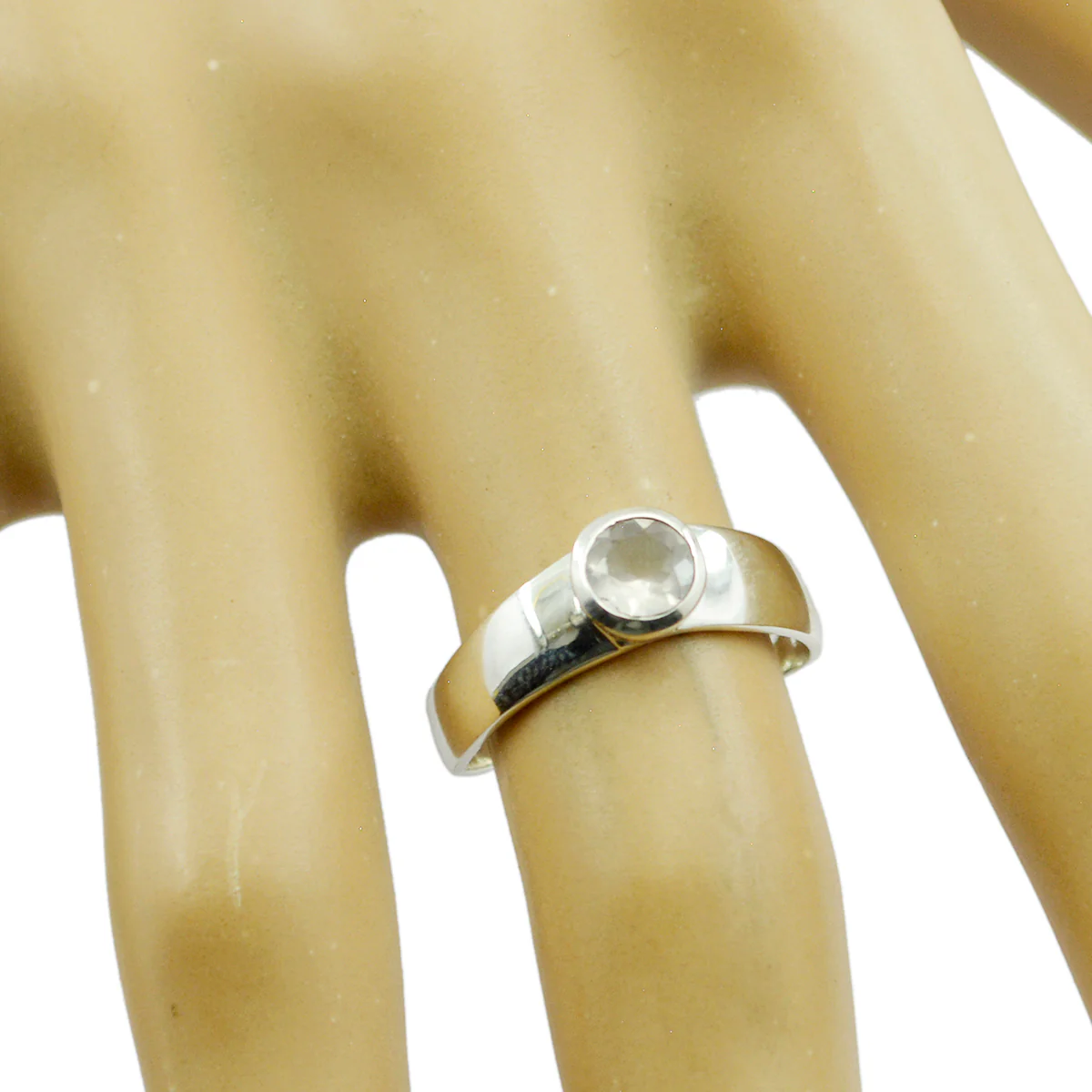 Rose Quartz Solitaire Korean 92.5 Silver Pink Gemstones Whisper-thin Modern Ring Jewellery - Image 2