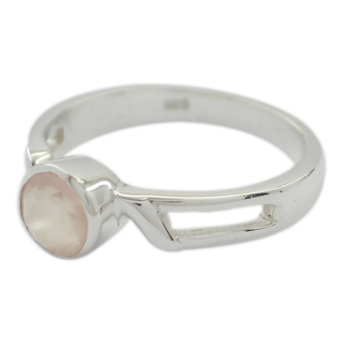 Rose Quartz Solitaire Korean 925 Sterling Silver Pink Gems Whisper-thin Luxurious Ring Jewelry - Image 2