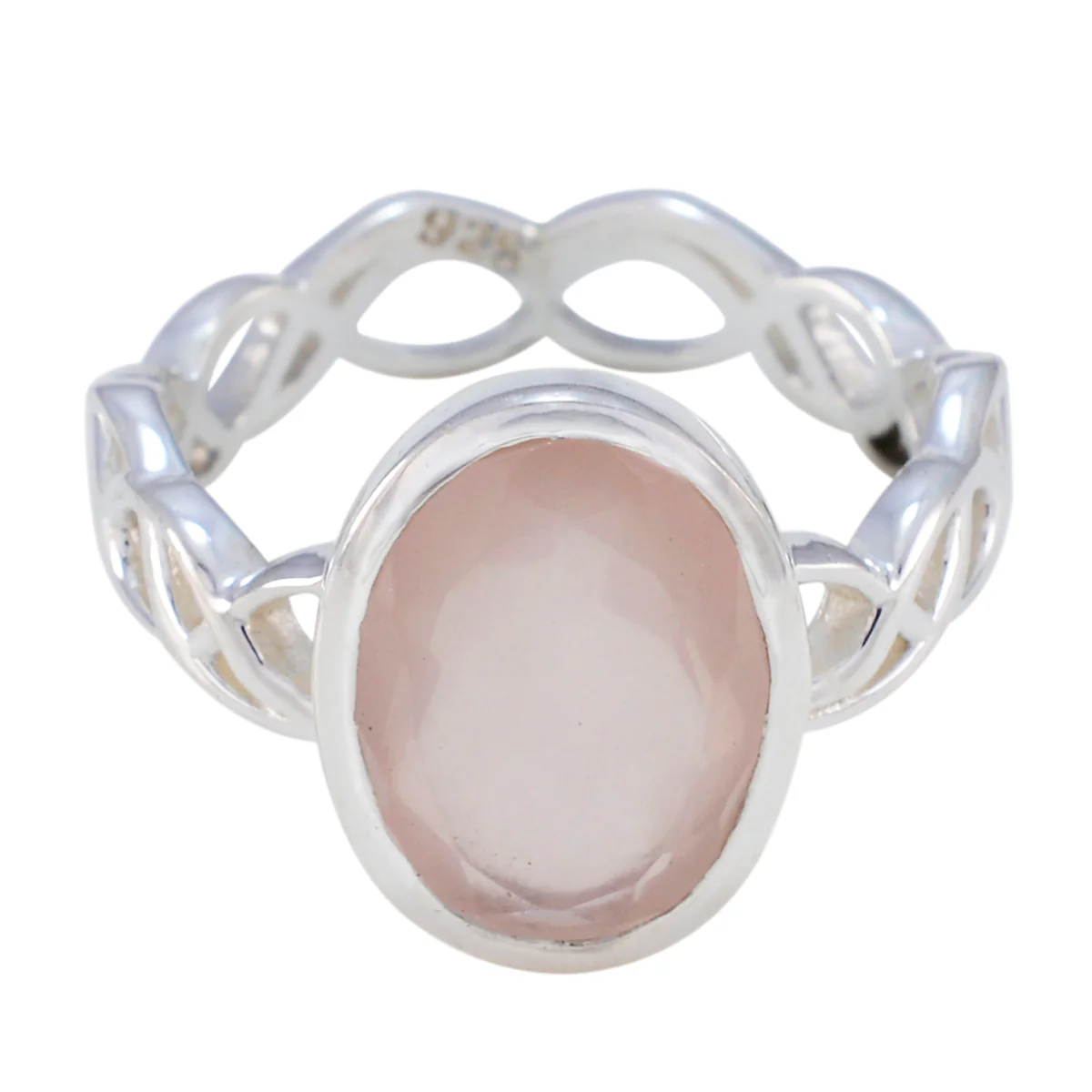 Rose Quartz Solitaire Middle Eastern 925 Sterling Silver Pink Gems Minimal Rope-Wire Ring Jewellery
