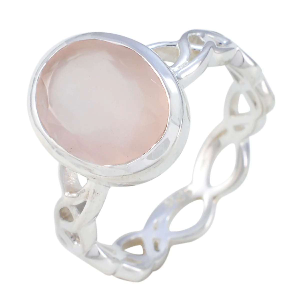 Rose Quartz Solitaire Middle Eastern 925 Sterling Silver Pink Gems Minimal Rope-Wire Ring Jewellery - Image 2