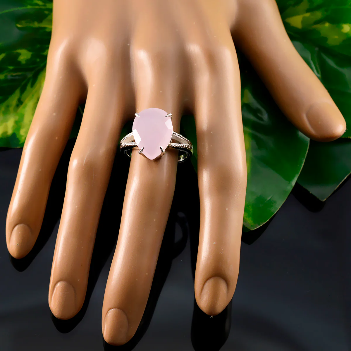 Rose Quartz Solitaire Russian Sterling Silver Pink Gems Eye-catching Engagement Ring Jewelry - Image 5