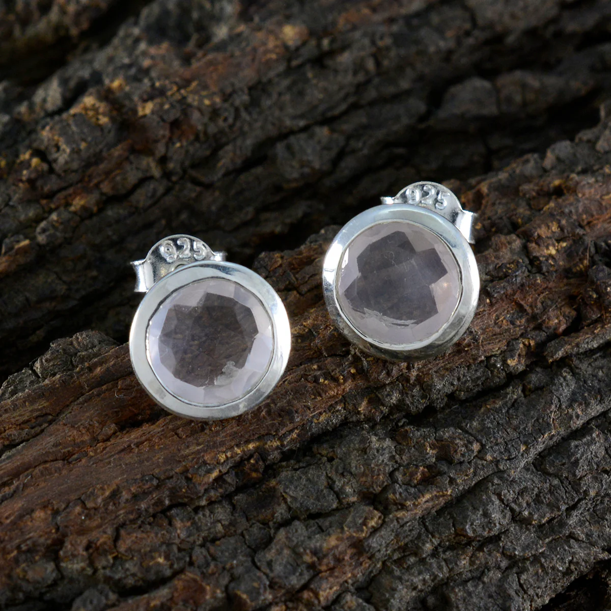 Rose Quartz Spanish Agustina Solitaire Stud Pink 925 Silver Earring - Image 3