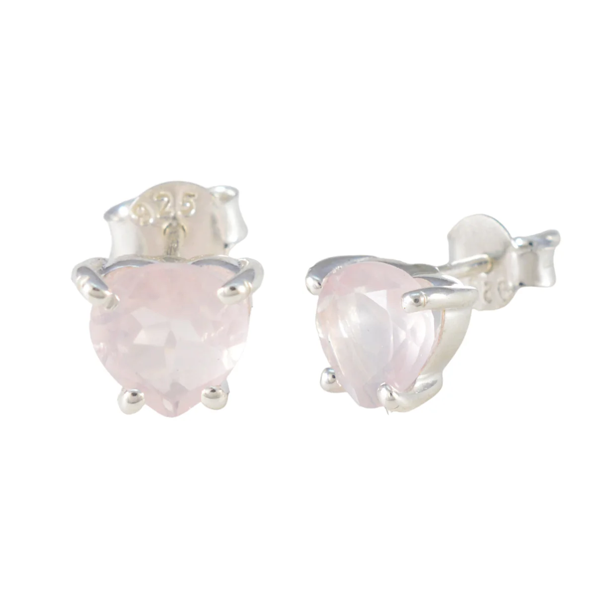 Rose Quartz Spanish Isabella Solitaire Stud Pink Silver Earring - Image 2