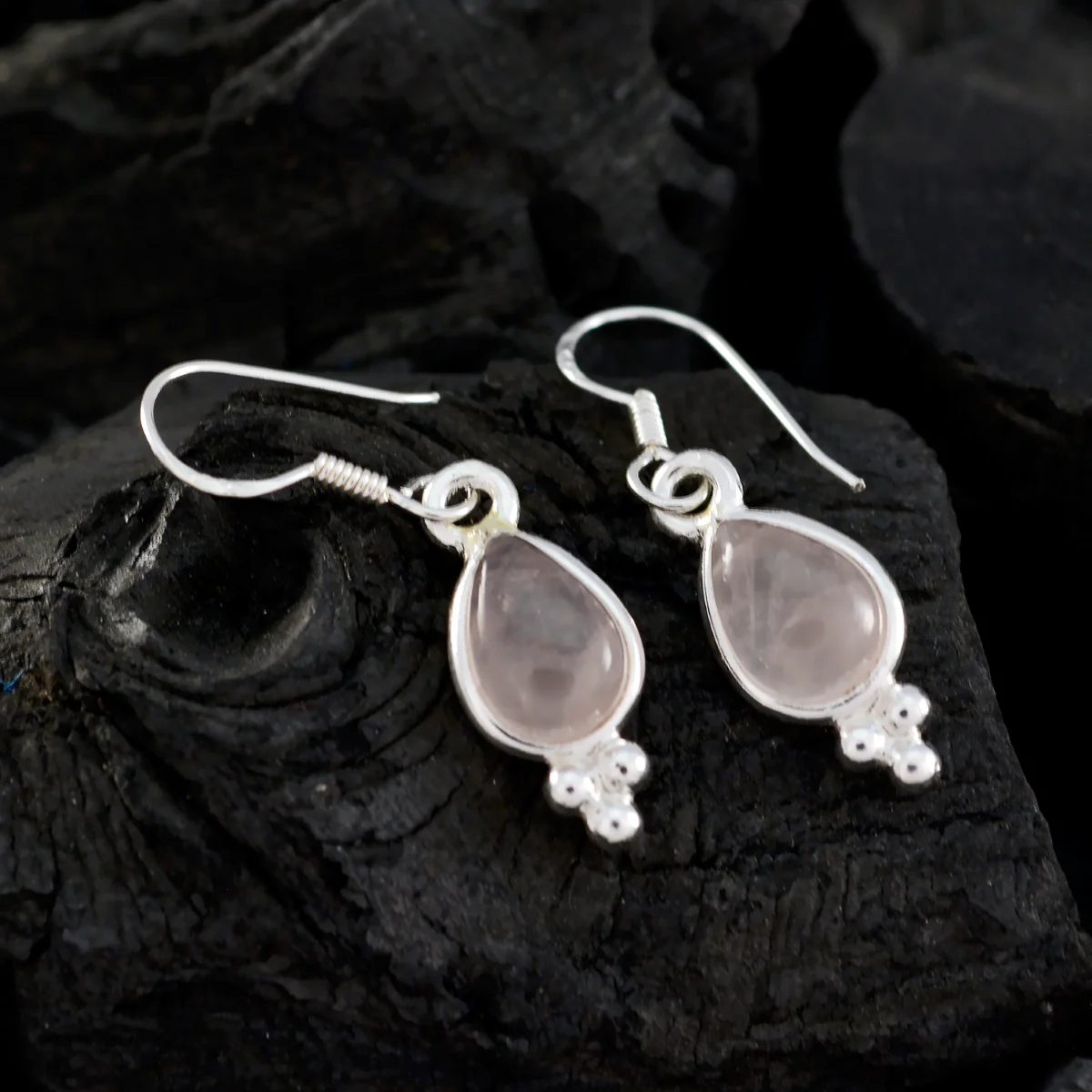 Rose Quartz Spanish Lucia multiple Dangle Pink Sterling Silver Earring - Image 4