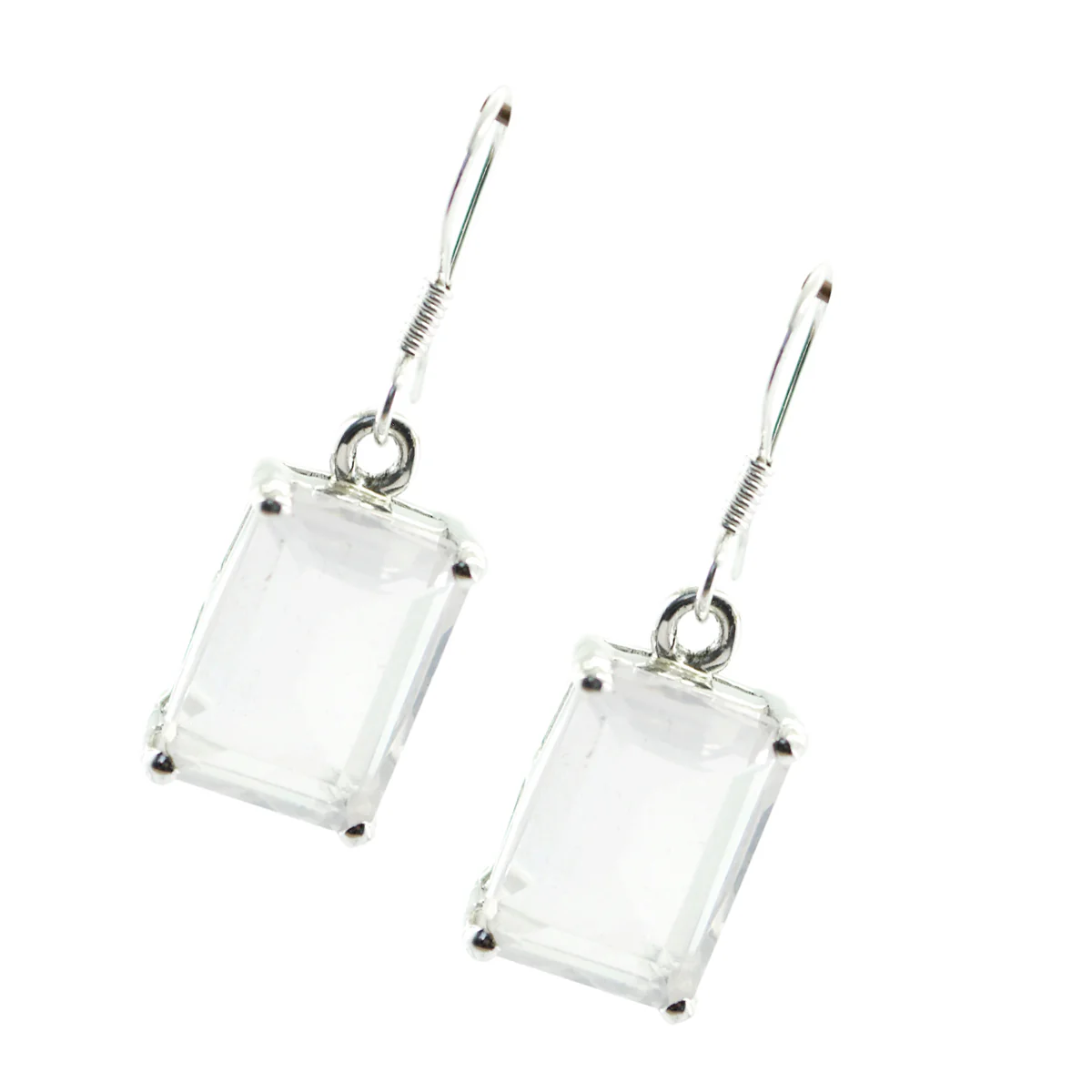 Rose Quartz Spanish Yasmine Solitaire Dangle Pink 92.5 Silver Earring - Image 2
