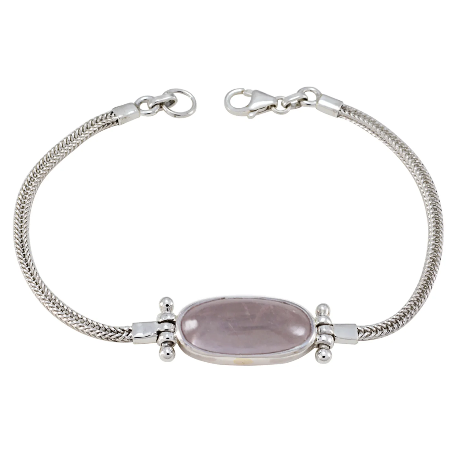 Rose Quartz Summer Bank Holiday Featherlight Pink Sterling Silver Chain Bracelet