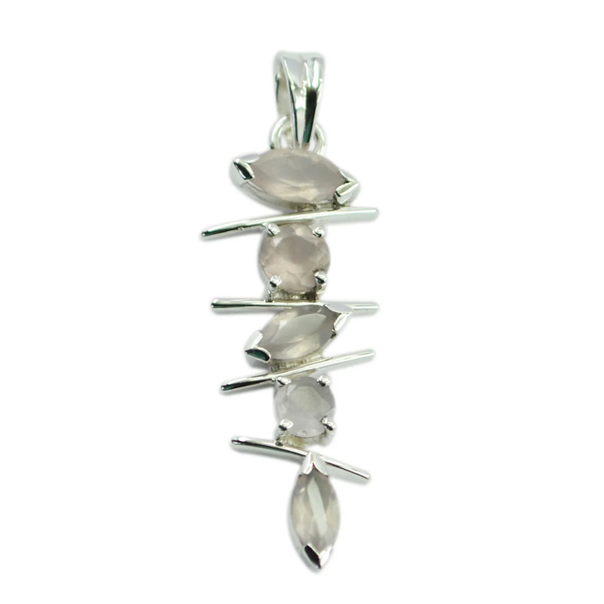 Rose Quartz Tiny Moroccan 925 Silver Penta Isadora Romantic Pink Pendant Jewelry - Image 2