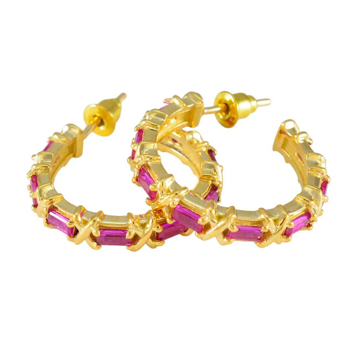 Ruby CZ African Amelia multiple Stud Red 925 Silver Earring - Image 3
