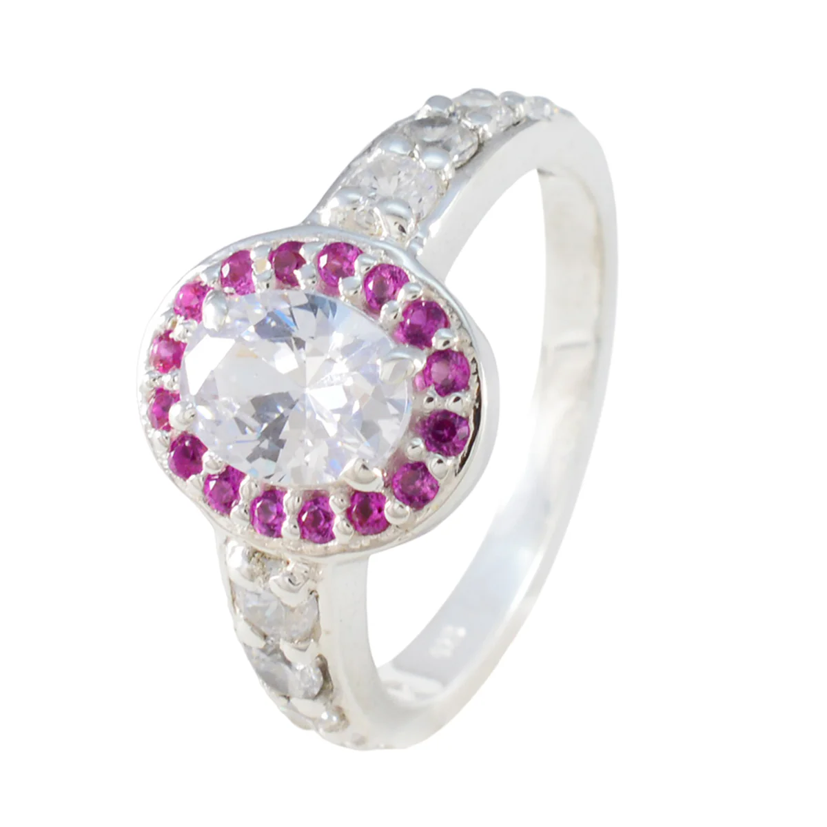 Ruby CZ Halo African 925 Sterling Silver Red Gems Classic Sophisticated Ring Jewellery - Image 2