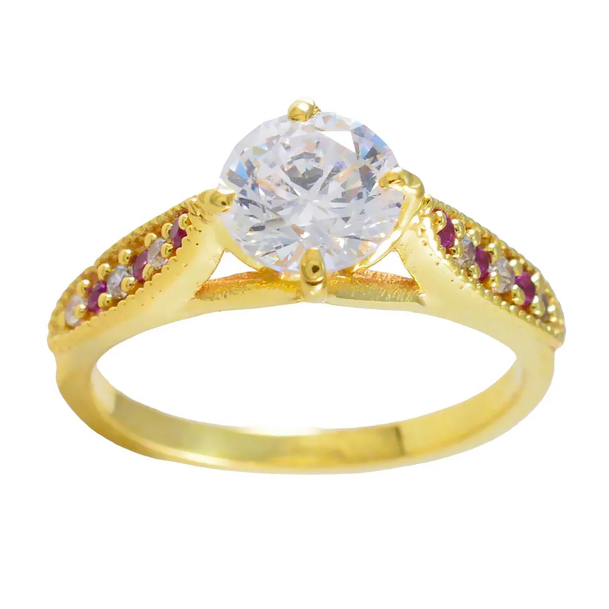 Ruby CZ Halo American 92.5 Silver Red Gemstones Delicate Graceful Ring Jewellery - Image 3
