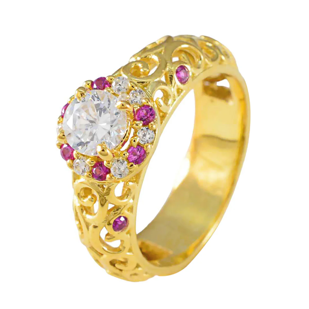 Ruby CZ Halo American 925 Silver Red Gemstones Whisper-thin wedding Ring Jewellery - Image 2