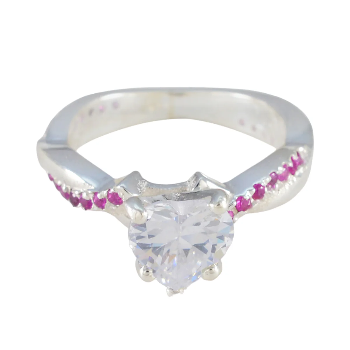 Ruby CZ Halo French 92.5 Silver Red Gemstone Featherlight Glamorous Ring Jewelry