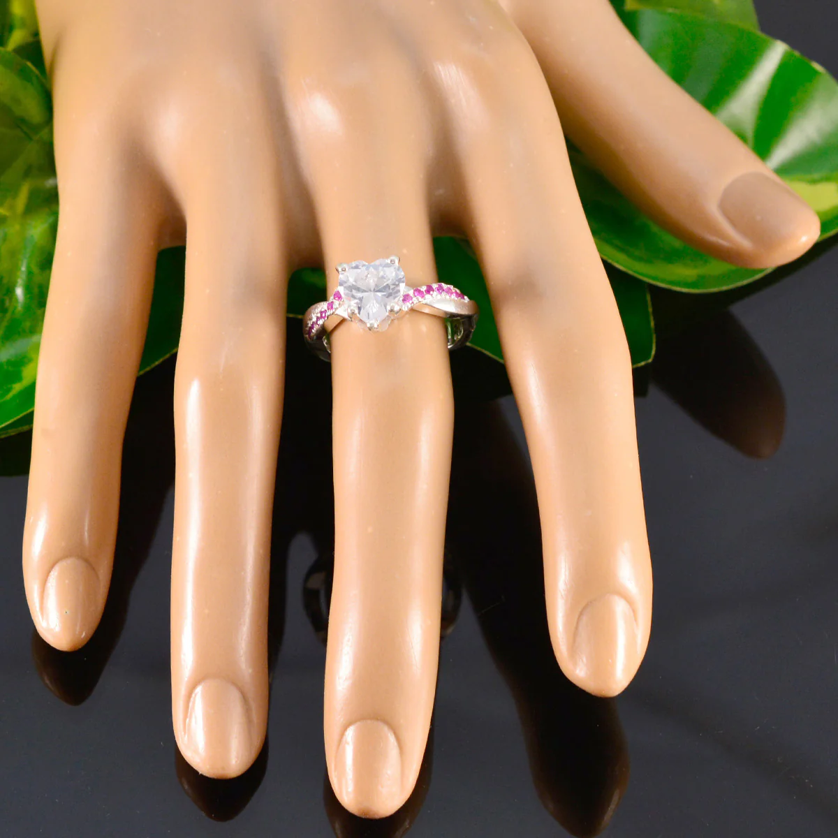 Ruby CZ Halo French 92.5 Silver Red Gemstone Featherlight Glamorous Ring Jewelry - Image 5
