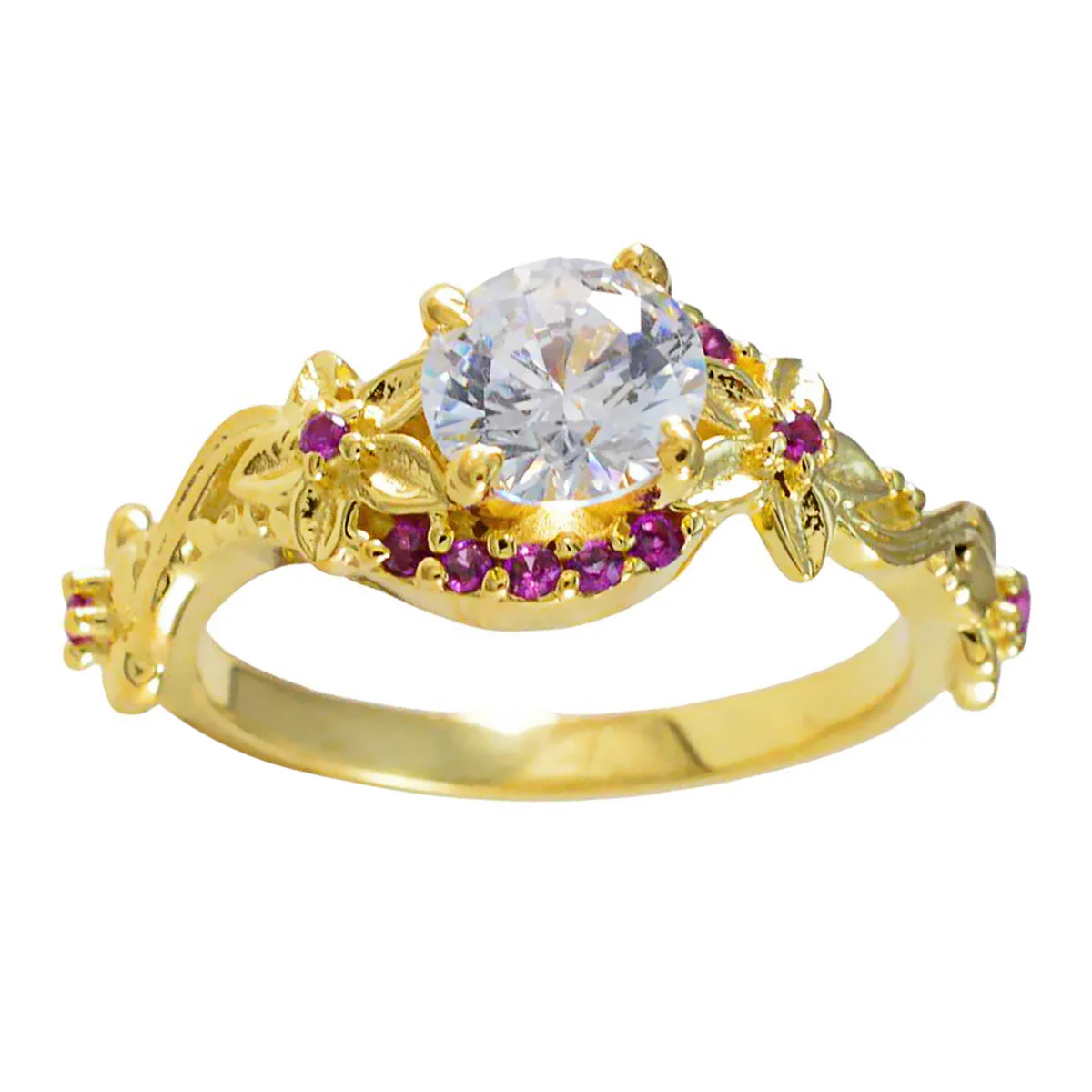 Ruby CZ Halo Indian 92.5 Silver Red Gemstone Whisper-thin wedding Ring Jewelry - Image 3