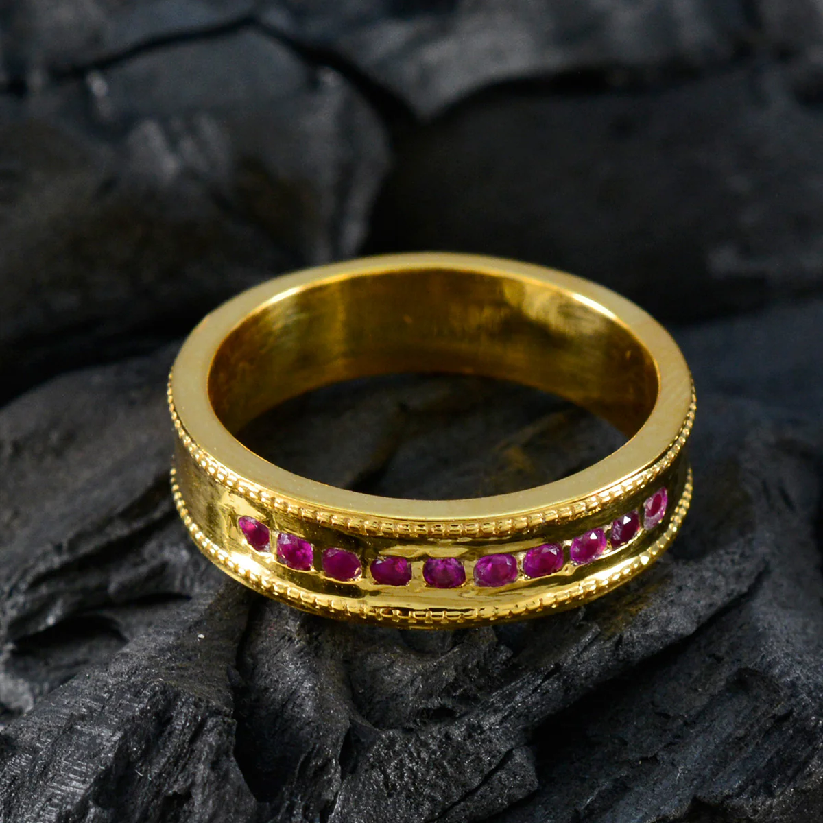 Ruby CZ Halo Indian 925 Sterling Silver Red Gems Whisper-thin Sophisticated Band Jewelry - Image 4