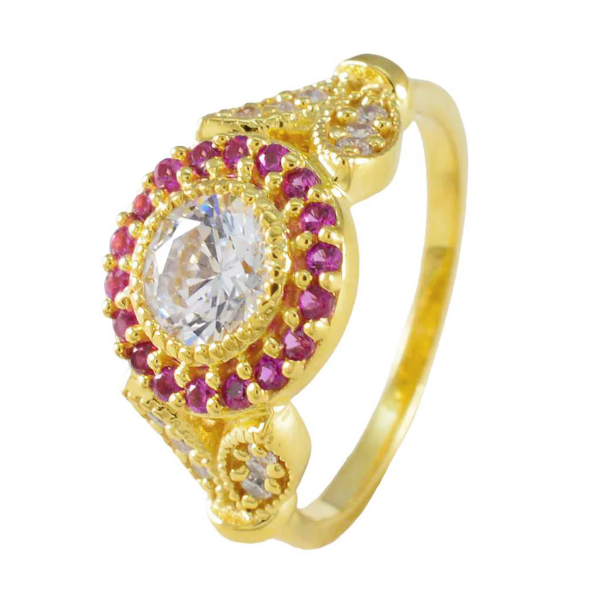 Ruby CZ Halo Korean 92.5 Silver Red Gems Whisper-thin Romantic Ring Jewelry - Image 2