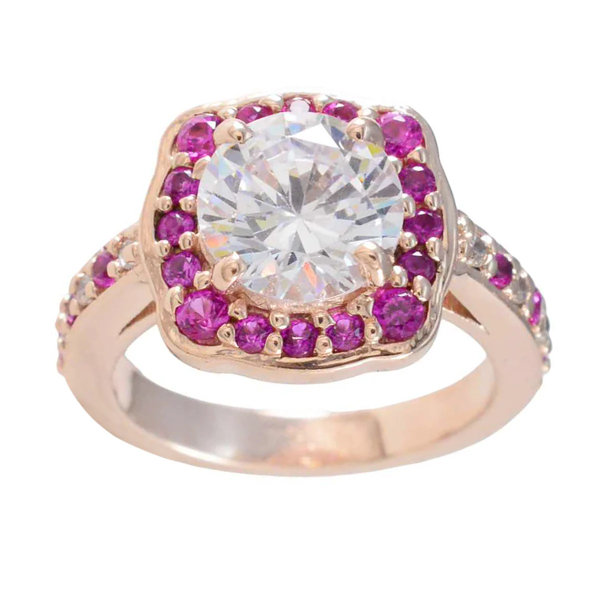 Ruby CZ Halo Korean 92.5 Silver Red Gemstones Slim wedding Ring Jewelry - Image 3