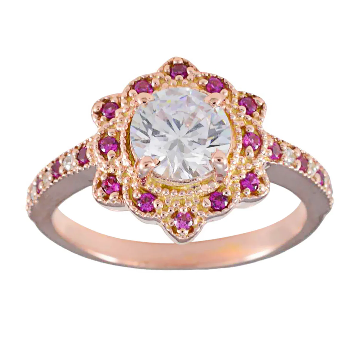 Ruby CZ Halo Korean 925 Silver Red Gemstones Whisper-thin valentine Ring Jewelry - Image 3