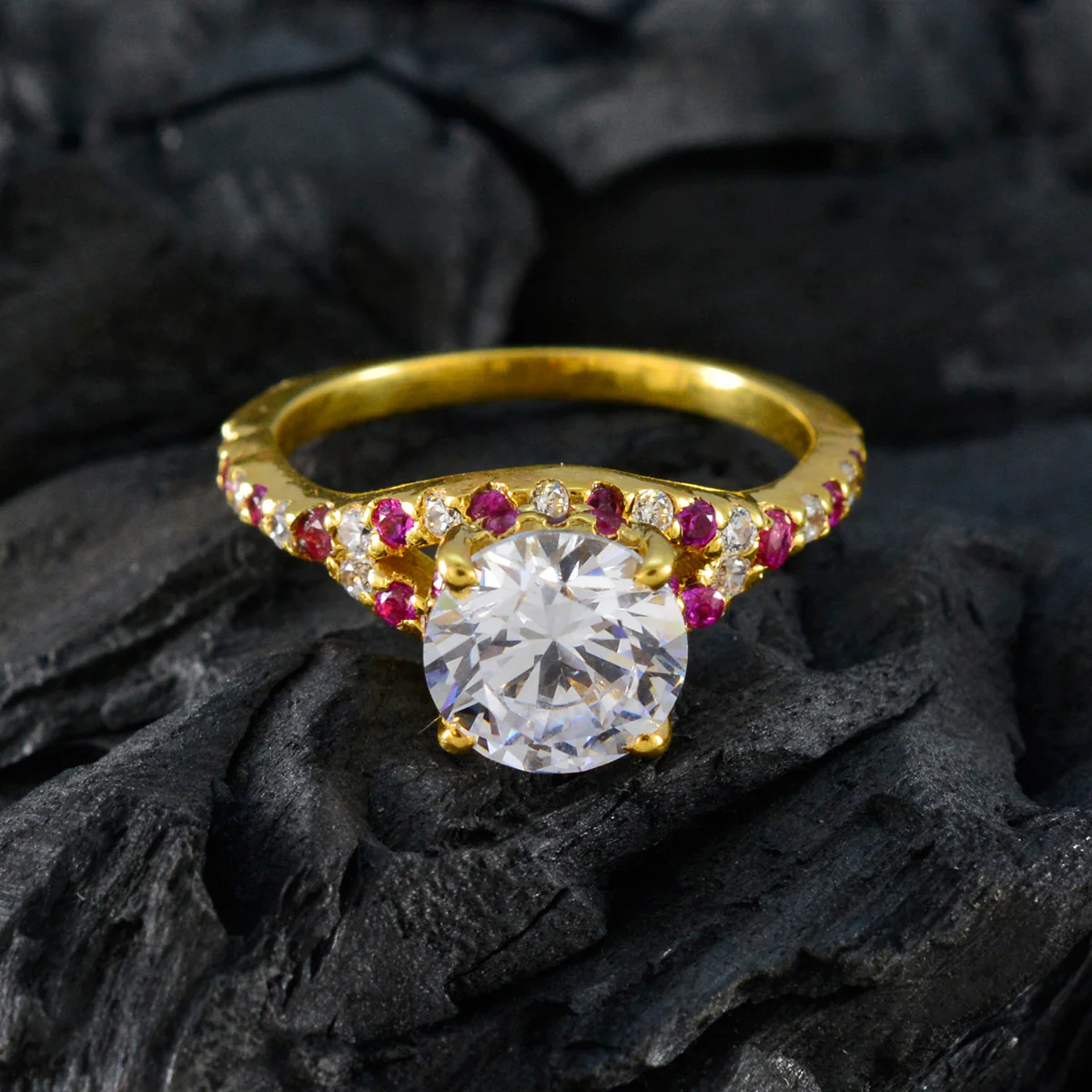 Ruby CZ Halo Korean 925 Sterling Silver Red Gemstone Delicate Sophisticated Ring Jewelry - Image 4