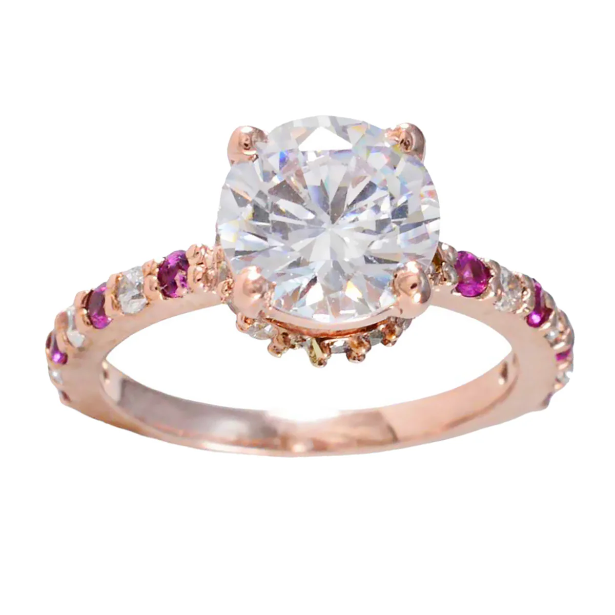 Ruby CZ Halo Korean Silver Red Gems Delicate Contemporary Ring Jewelry - Image 3