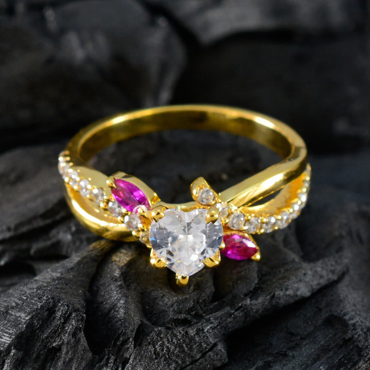 Ruby CZ Halo Korean Silver Red Gems Delicate Glamorous Ring Jewelry - Image 4